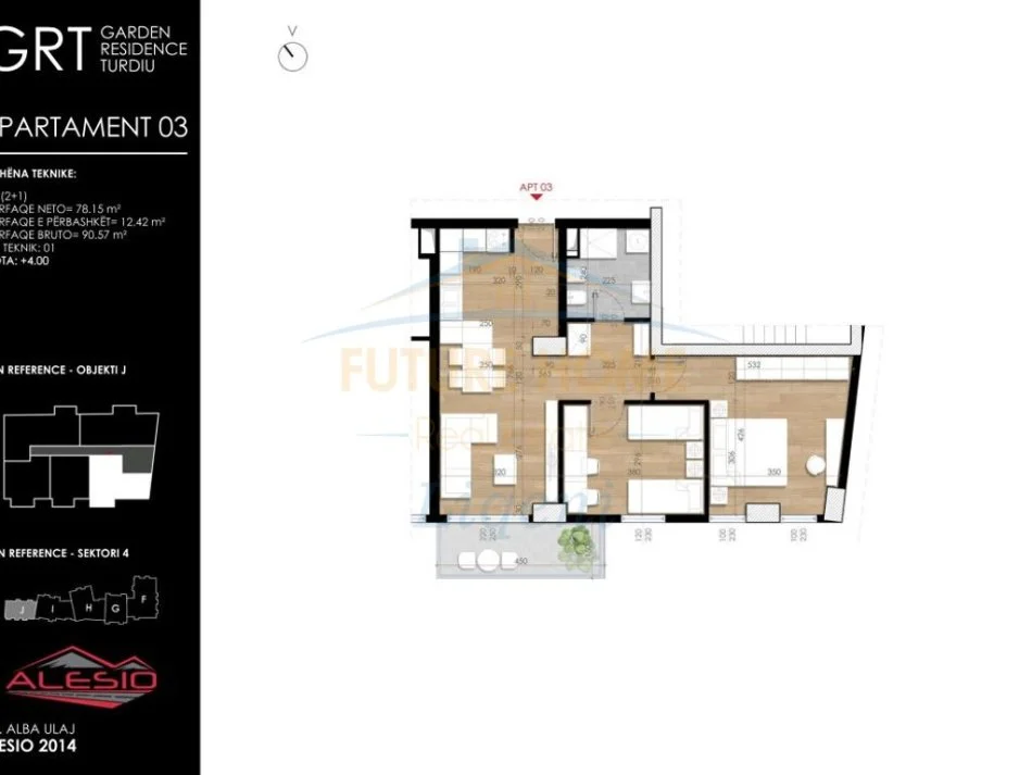 Tirane, shitet apartament 2+1+Ballkon Kati 1, 91 m² 135.850 € 