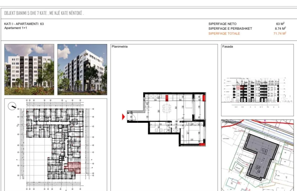 Tirane, shitet apartament 1+1 Kati 4, 72 m² 86.000 € (Platinum 2/Paskuqan)