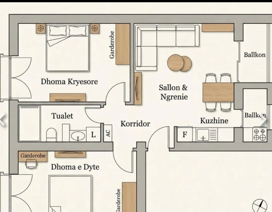 Tirane, shitet apartament 2+1 Kati 4, 76 m² 200.000 € (Brryli)