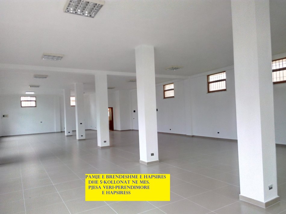 Tirane,Me Qera, Ambjent Biznesi, ideale për magazin, supermarket, punishte të ndryshme etj, kati 0, sipërfaqe 300m², Qera 1'500 €/muaj, pas bllokut magazinave Siri Kodra, në rrugën Jashar Erebara, 1.1km (4min autovetur) nga Unaza /kryqëzim me rr.S.Kodra, me hyrje nga Hotel Meridian, rr, Besa, Tirane
