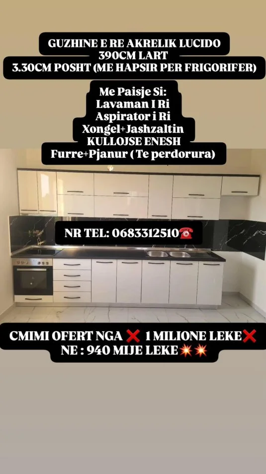 Tirane, shes Guzhina te Reja Akreliku Bashk Me Paisje 1.001 €