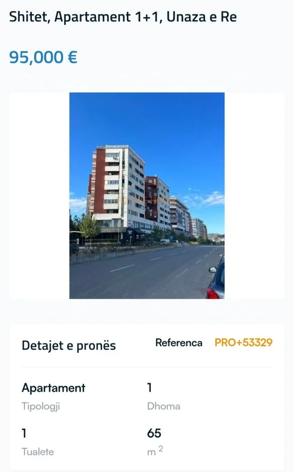 Tirane, shitet apartament 1+1 Kati 9, 65 m² 95.000 € (Bulevardi Migjeni)