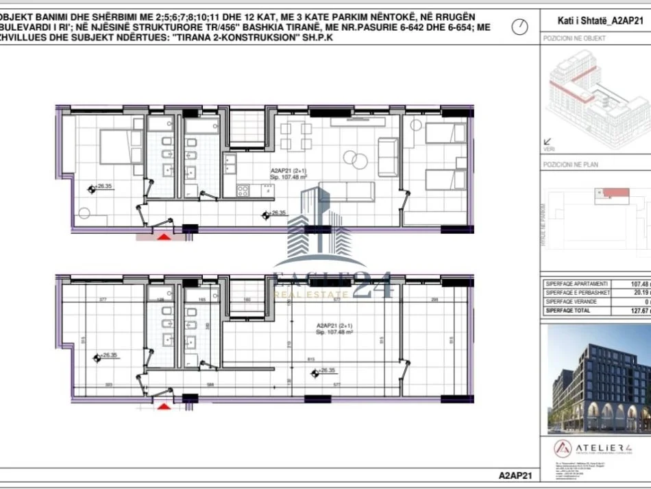 Tirane, shitet apartament 2+1 , 128 m² 313.000 € (stacioni i trenit)