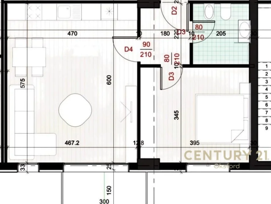 Tirane, shes apartament 1+1 Kati 8, 72 m² 97.456 € (Ish Fusha e Aviacionit)