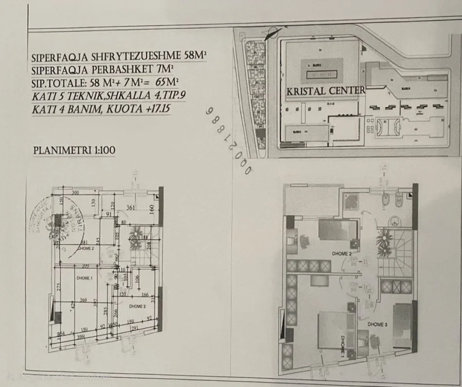 Tirane, shes apartament duplex 2+1+Aneks+Ballkon Kati 4, 130 m² 