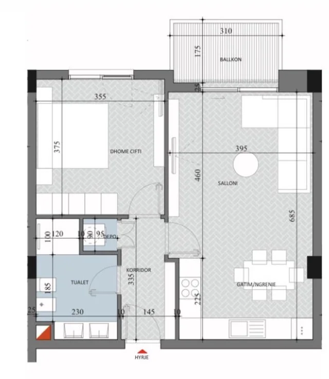 Tirane, shitet apartament 1+1+Ballkon , 75 m² 75.240 € (Diellon 2, Paskuqan)