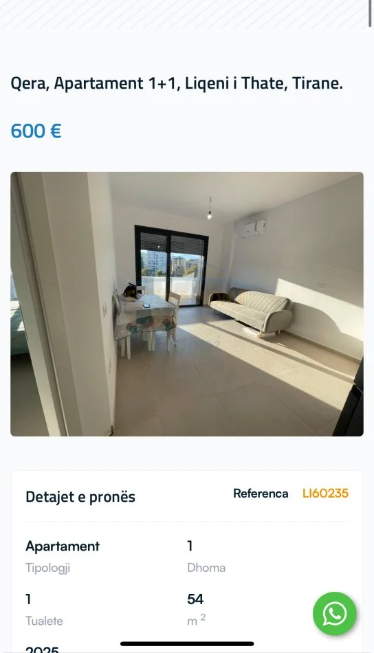 Tirane, jepet me qera apartament 1+1+Ballkon Kati 3, 54 m² 600 € (Met Invest)