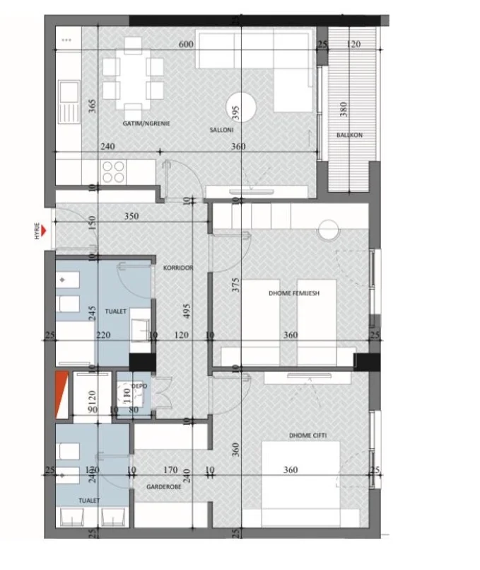 Tirane, shitet apartament 2+1+Ballkon , 105 m² 104.730 € (Diellon 2, Paskuqan)