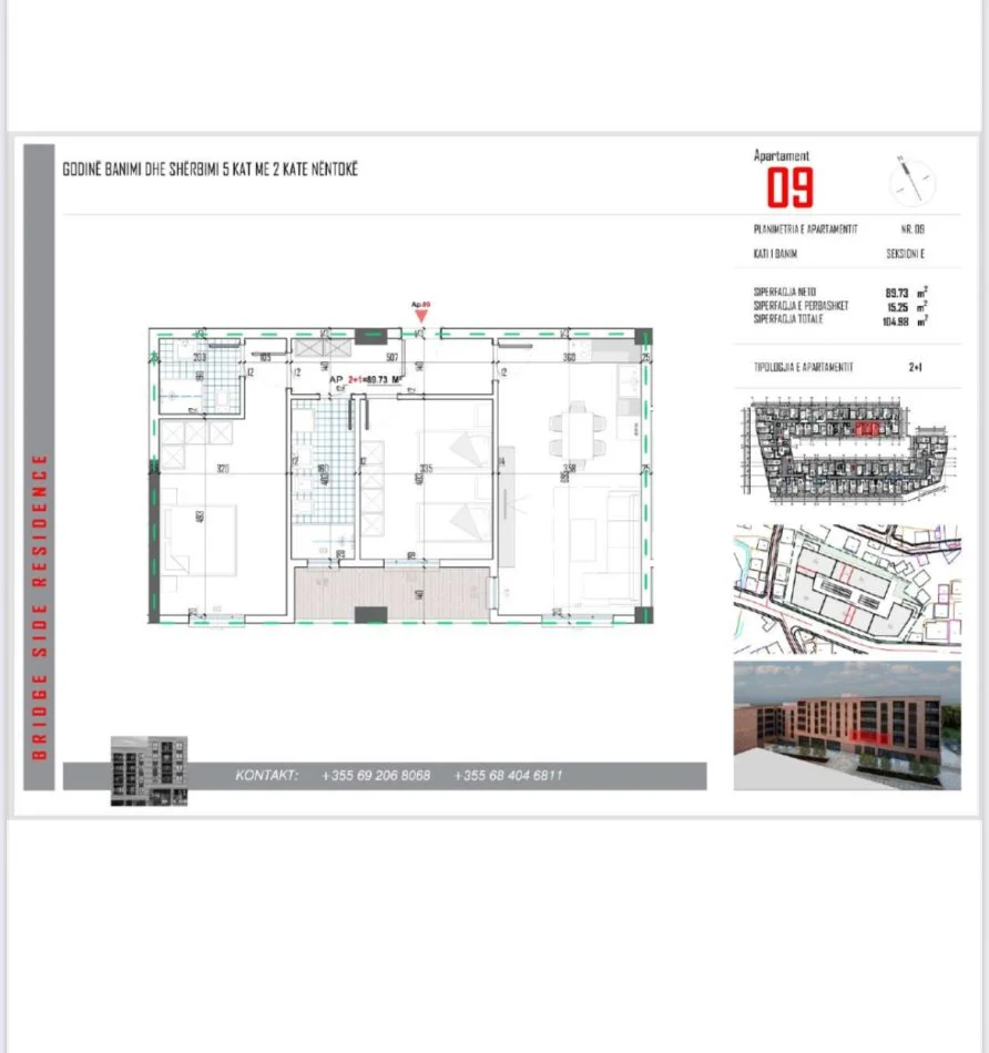 Tirane, shitet apartament 2+1 Kati 2, 105 m²