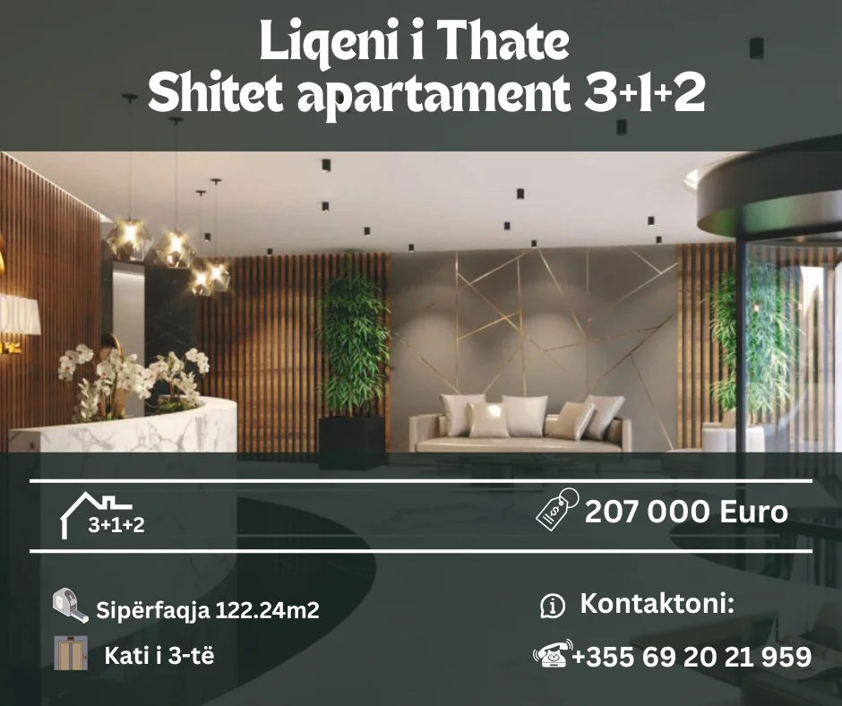 Tirane, shitet apartament 3+1+Aneks+Ballkon Kati 3, 122 m² 207.000 € (Hamdi garunja)