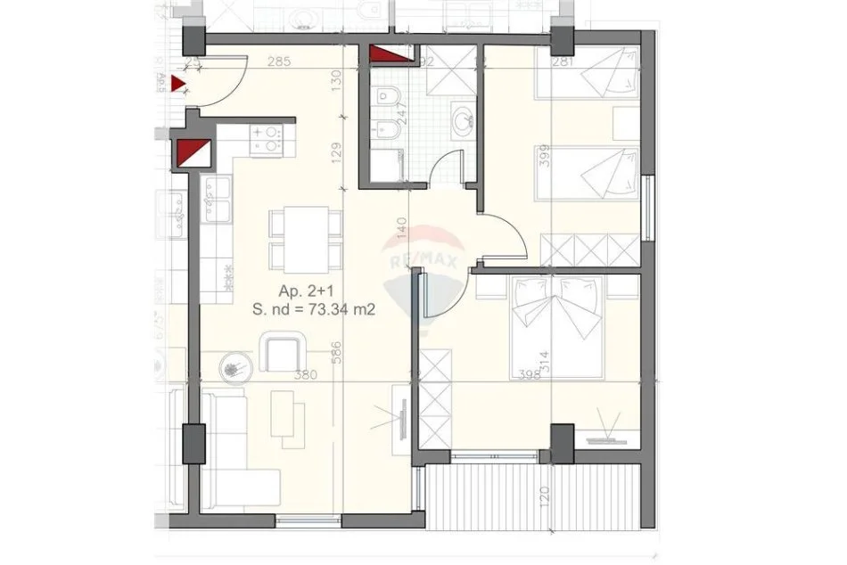 Tirane, shes apartament 2+1 , 84 m² 94.000 € (Univers city)