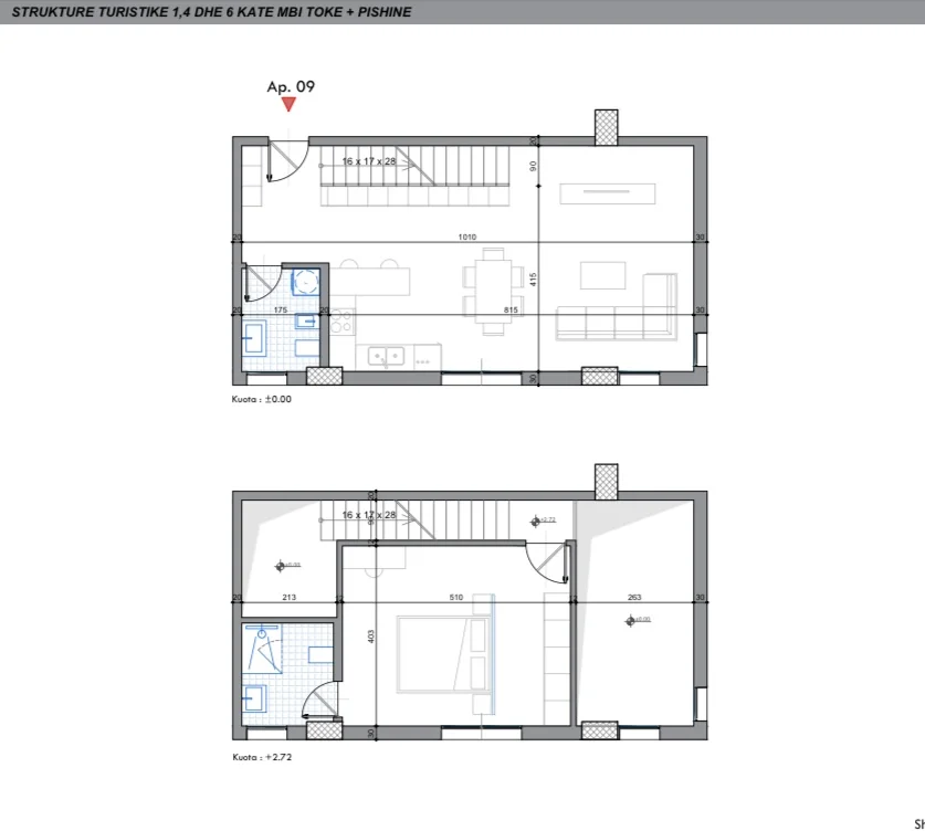 Durres, shitet apartament duplex 1+1+Ballkon Kati 1, 113 m² 101.700 € 