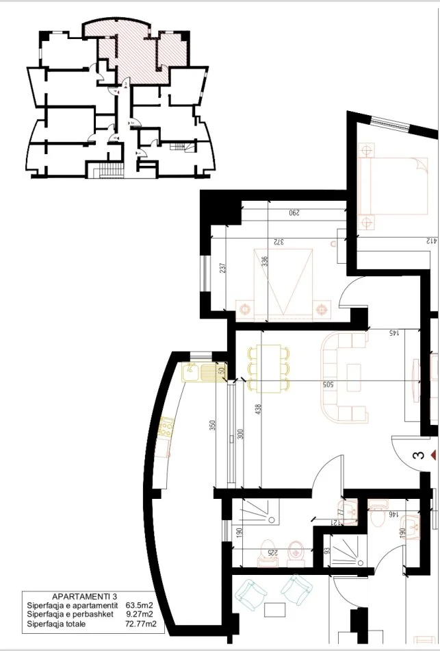 Durres, shitet apartament 1+1+Ballkon Kati 5, 73 m² 120.000 € 