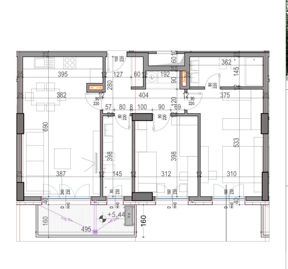 Tirane, shes apartament 2+1+Ballkon Kati 7, 111 m² (Fusha e Aviacionit)