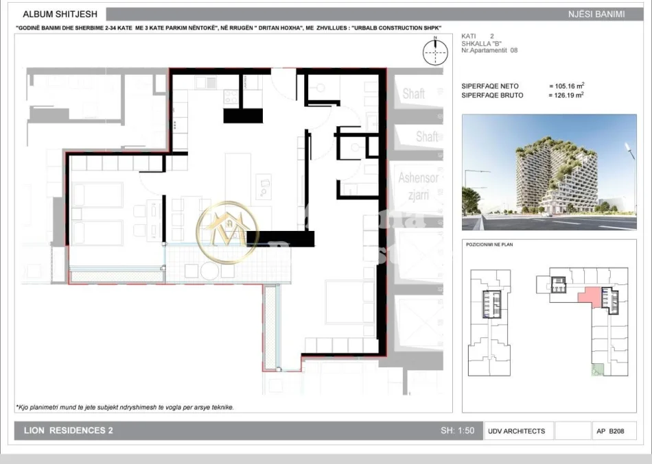 Tirane, jepet me qera apartament 2+1 Kati 2, 126 m² 260000 € (Shitet Apartament 21 Lion 2 Rrdritan Hoxha)