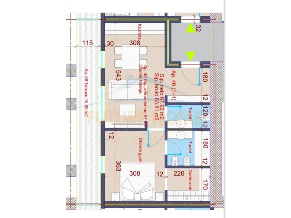 Tirane, shitet apartament 1+1+Ballkon Kati 8, 82 m² 155.800 € (Zogu i Zi)