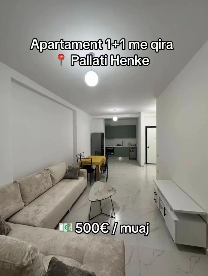 Tirane, jepet me qera apartament 1+1 Kati 6, 68 m² 500 € (Rruga e Kavajes, perball Birra Tirana — Pallati Henke)