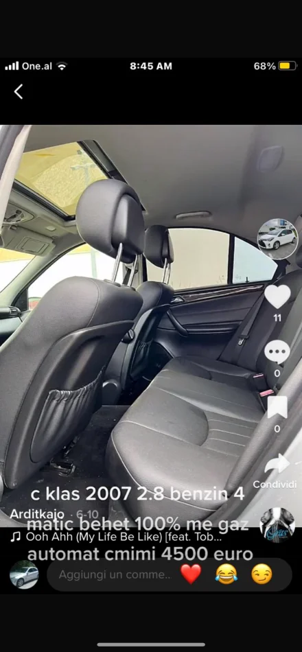 Durres, shitet makine Mercedez benz Benzin, gri metalizato automatik Kondicioner 260 km 4.000 €