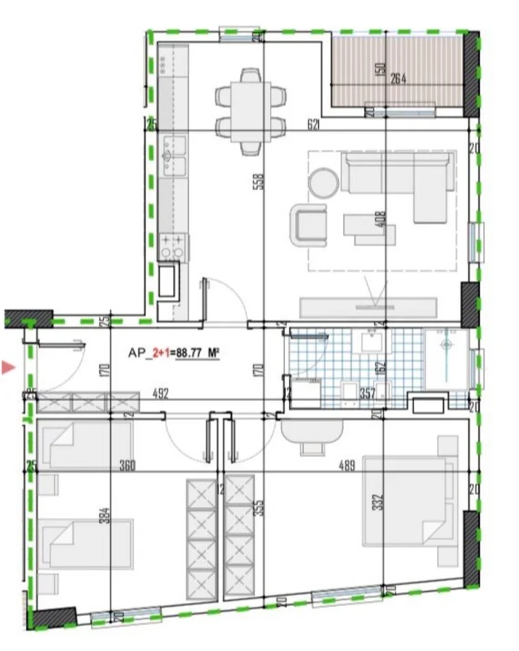Tirane, shitet apartament 2+1+Ballkon , 104 m² 124.632 € (Crest Residence, Paskuqan)