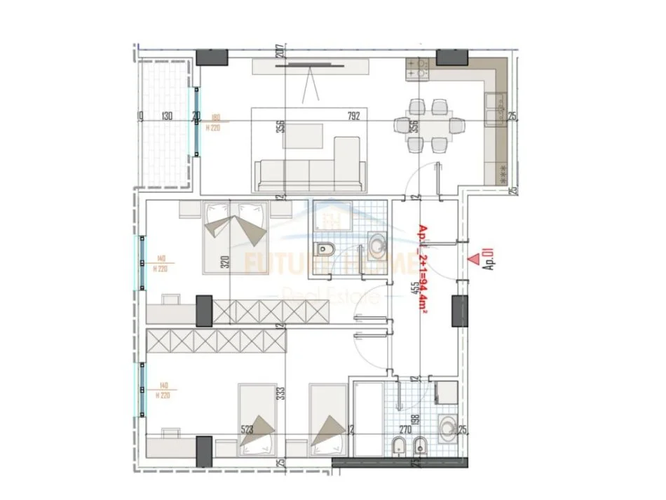 Tirane, shitet apartament 2+1+Ballkon Kati 5, 110 m² 121.000 € (Paskuqan)