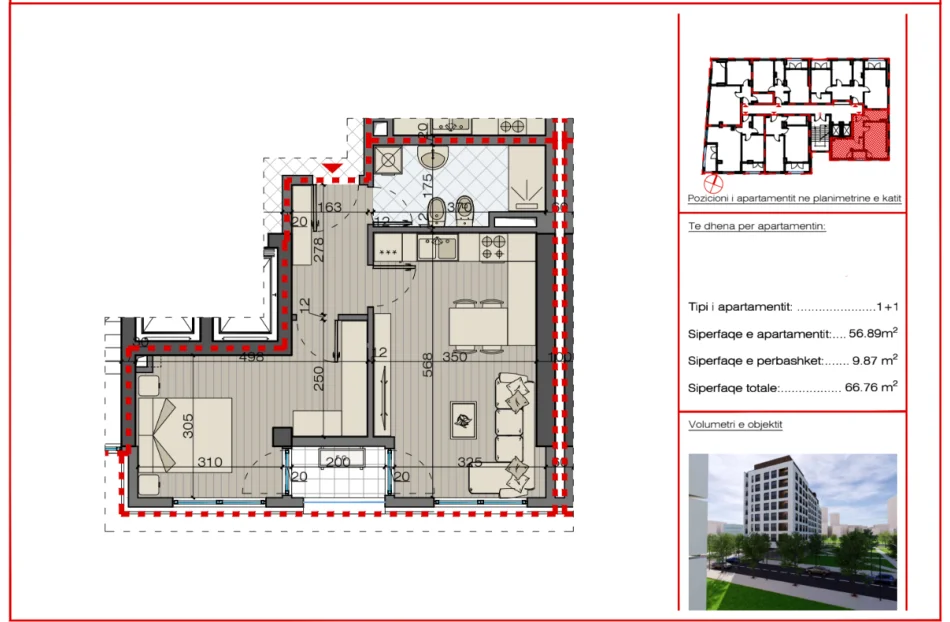 Tirane, shitet apartament 1+1+Ballkon Kati 7, 67 m² 117000 € (Bulevardi i Ri)