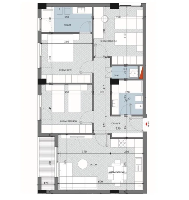 Tirane, shitet apartament 3+1+2+Ballkon , 118 m² 111.900 € (Diellon 2, Paskuqan)