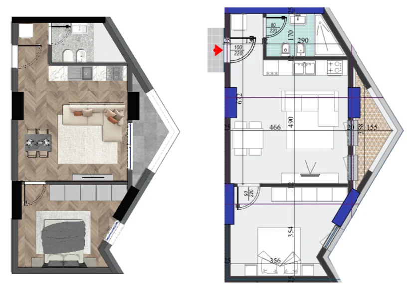 Tirane, shitet apartament 1+1+Ballkon Kati 3, 71 m² 114.240 € (Dritan Hoxha)