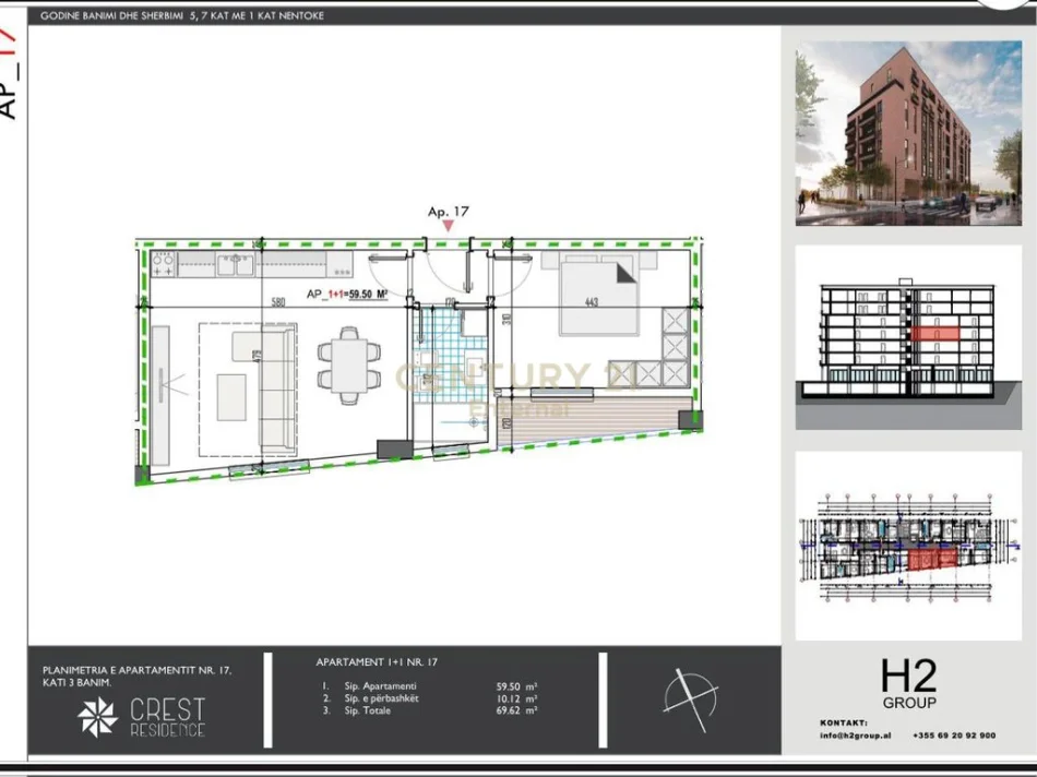 Tirane, shes apartament 1+1 Kati 3, 70 m² 85.000 € (paskuqan)