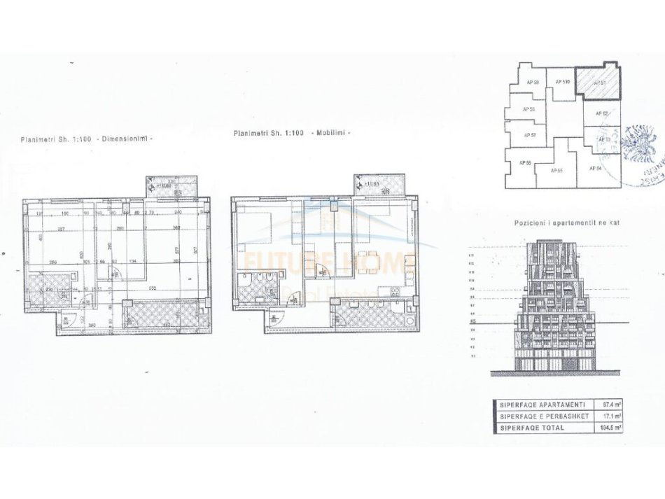 Tirane, shitet apartament 2+1+Ballkon Kati 5, 105 m² 271.250 € (Rruga e Barrikadave)