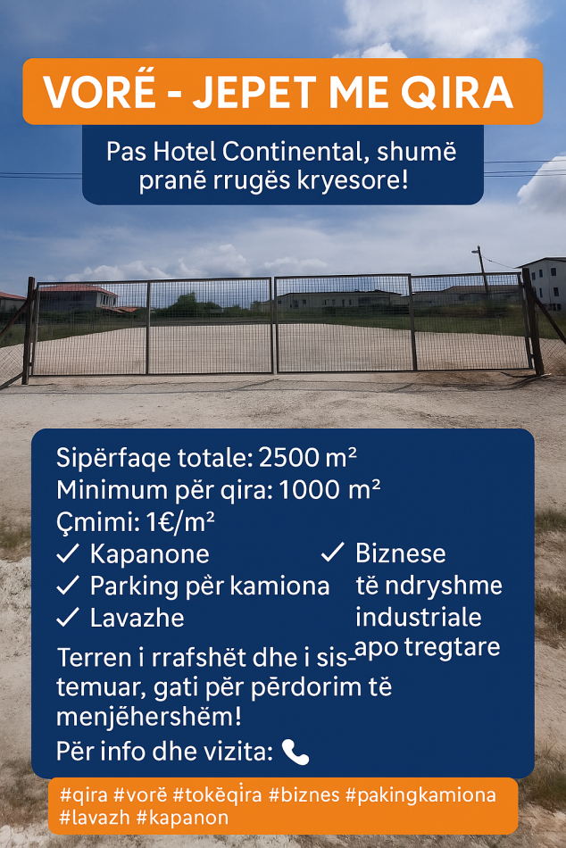 Tirane, jepet me qera ambjent biznesi , 1.700 m² 1.500 € (rruga nacionale e vjeter)