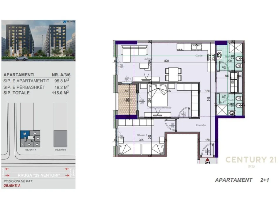 Tirane, shitet apartament 2+1 Kati 3, 115 m² 149.500 € (28Nentori)