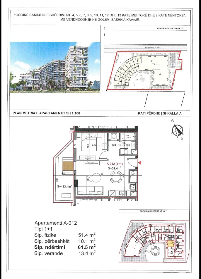 Durres, shitet apartament 1+1+Ballkon Kati 0, 74 m² 92.000 € (Qerret kavaje)