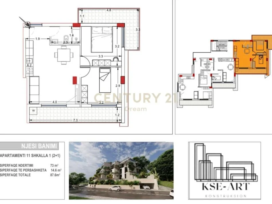 Vlore, shitet apartament 2+1 Kati 3, 88 m² 148.920 € (Rezidenca ,” Radhima”)