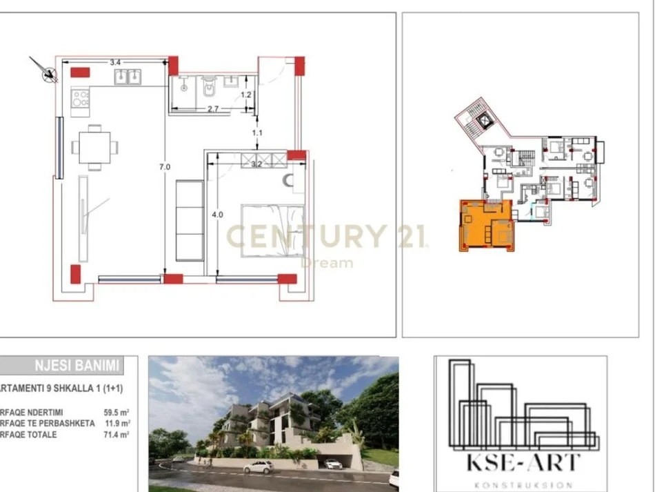 Vlore, shitet apartament 1+1 Kati 2, 71 m² 121.380 € (Rezidenca “Radhima”)