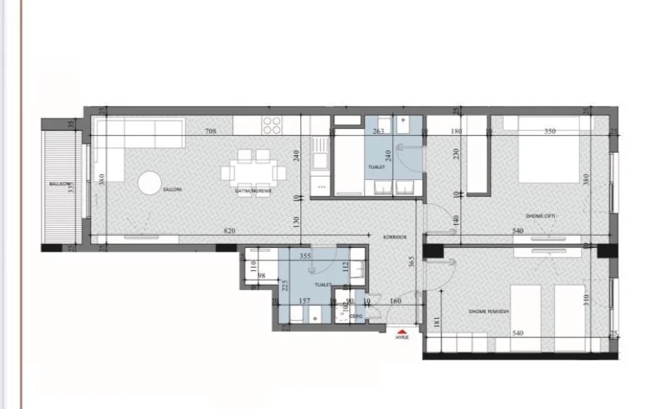 Tirane, shitet apartament 2+1 , 115 m² 130.600 € (Diellon 2, Paskuqan)