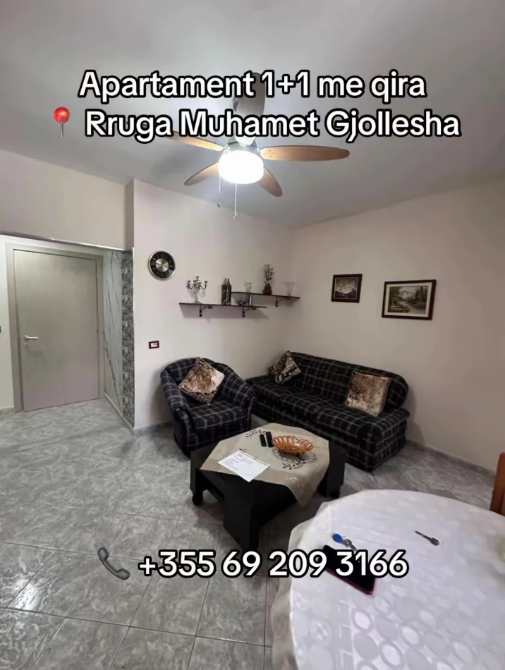Tirane, jepet me qera apartament 1+1 Kati 6, (Rruga Muhamet Gjollesha)