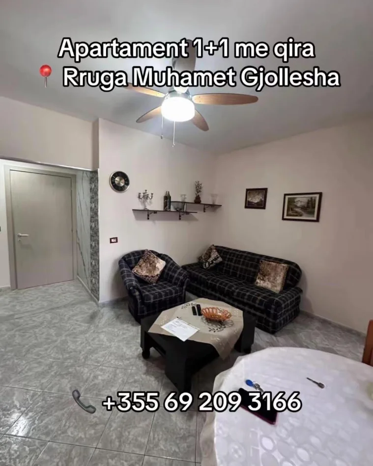 Tirane, jepet me qera apartament 1+1 Kati 6, (Rruga Muhamet Gjollesha, prane Universitetit te Sporteve)