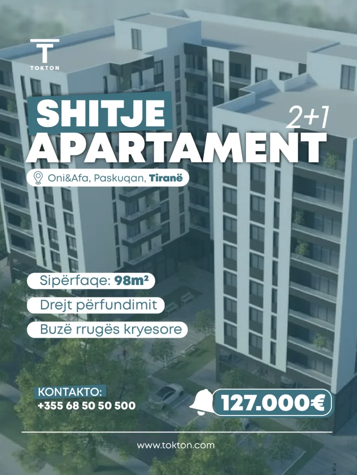 Tirane, shitet apartament 2+1+Ballkon , 98 m² 127.000 € (Unaza Madhe)