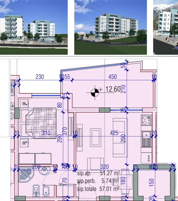 Dhermi - Palase, shitet apartament 1+1+Ballkon Kati 5, 57 m² 155.000 € (Dhermi)
