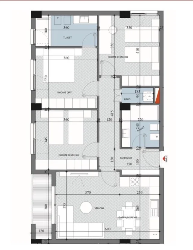 Tirane, shitet 3+1+2+Ballkon , 117 m² 117.790 € (Diellon 2, Paskuqan)