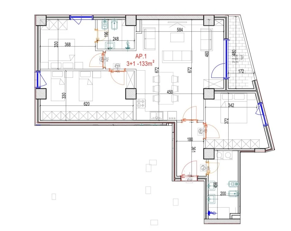 Tirane, shitet apartament 3+1+Ballkon , 158 m² (Mara Residence, Don Bosko)