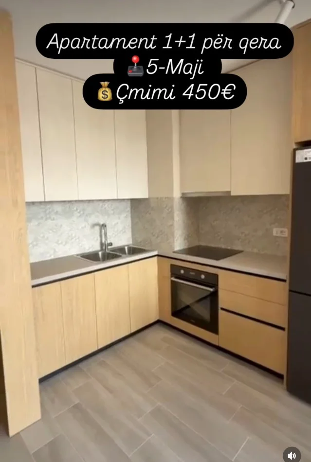 Tirane, jepet me qera apartament 1+1 Kati 5, 65 m² 450 €