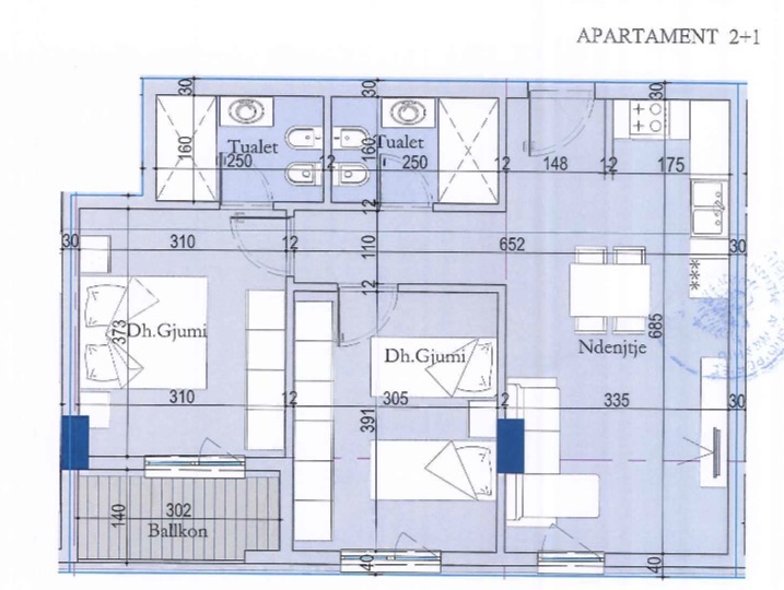 Tirane, shitet apartament 2+1+Ballkon Kati 1, 86 m² 102.710 € (Tirana Entry II)