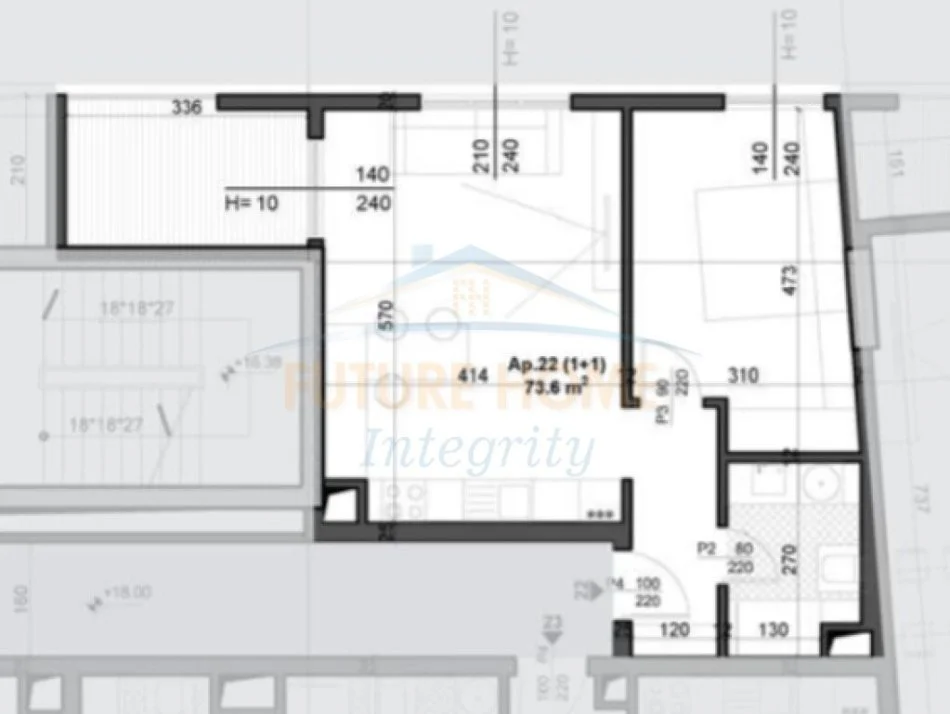 Tirane, shitet apartament 1+1+Ballkon Kati 5, 74 m² 110.500 € (San Paolo Residenc)