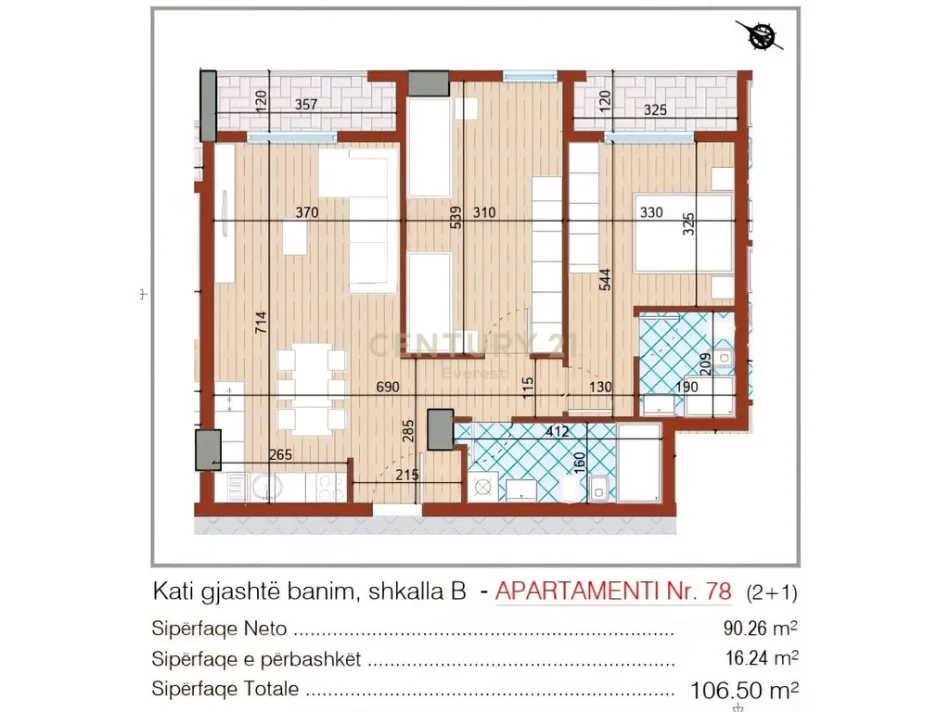 Tirane, shes apartament 2+1+Aneks+Ballkon Kati 6, 107 m² 192.000 € (Urban Vista)