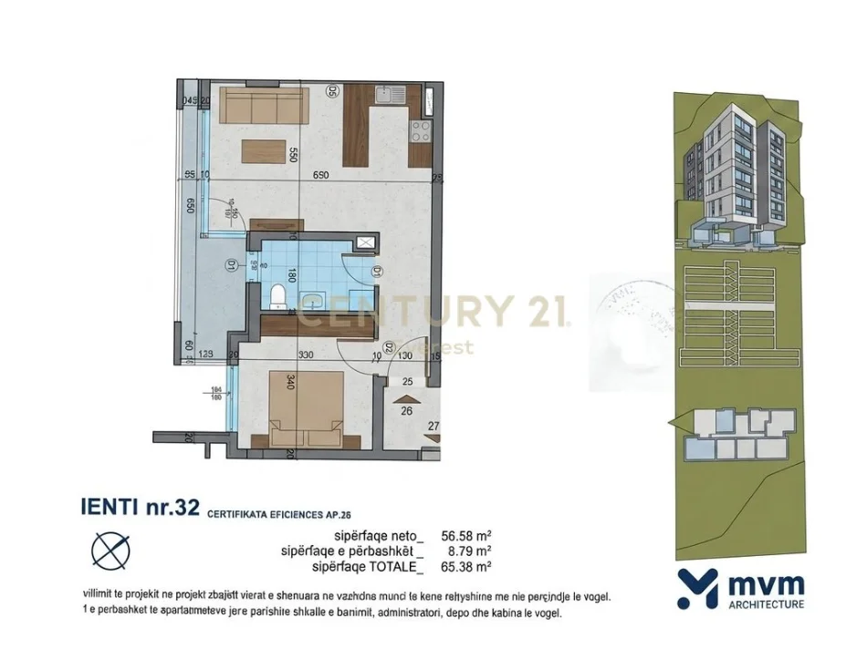 Tirane, shes apartament 1+1+Aneks+Ballkon Kati 5, 62 m² 120.000 € 