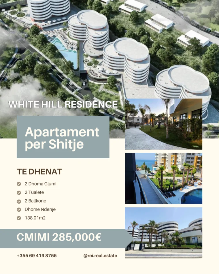 Durres, shitet apartament 2+1+2+2 Ballkone , 138 m² 285.000 € (WHITE HILL RESIDENCE - CURRILA)