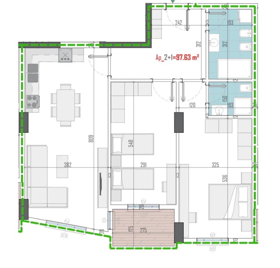 Tirane, shitet apartament 2+1 , 113 m² 124.600 € (Arden Hill, Paskuqan)