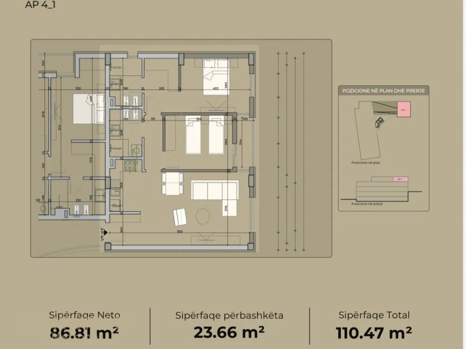 Tirane, shes apartament 2+1+Aneks+Ballkon Kati 3, 110 m² 232.000 € (See Hena)