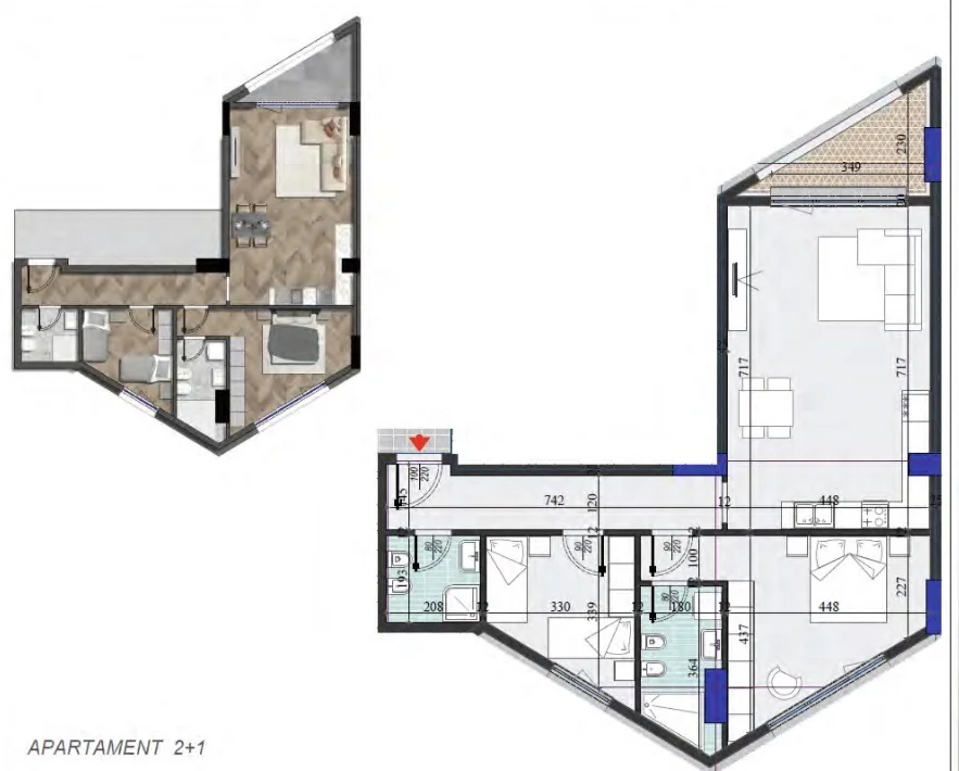 Tirane, shitet apartament 2+1+2+Ballkon , 120 m² 198.165 € (Rruga Dritan Hoxha)